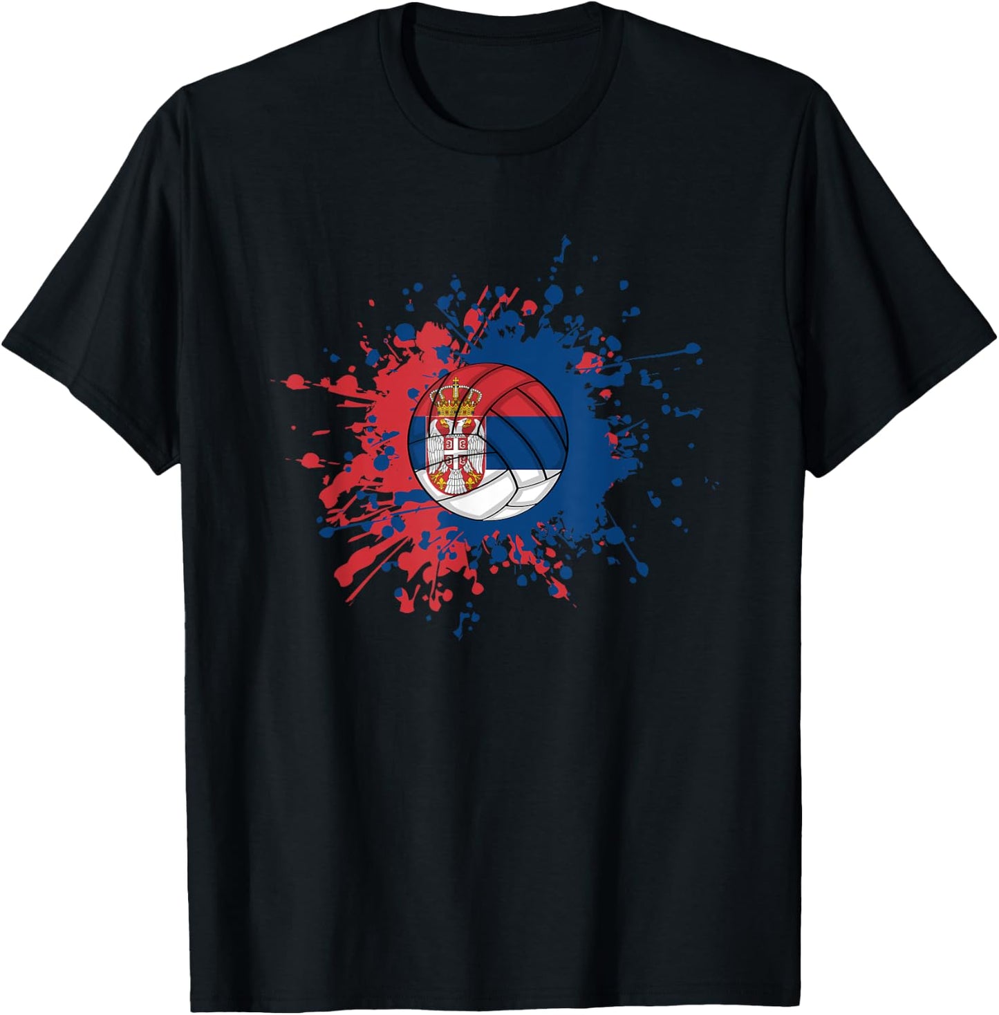 Serbian Volleyball With The Flag Of Serbia T-Shirt - T-Shirt | Black