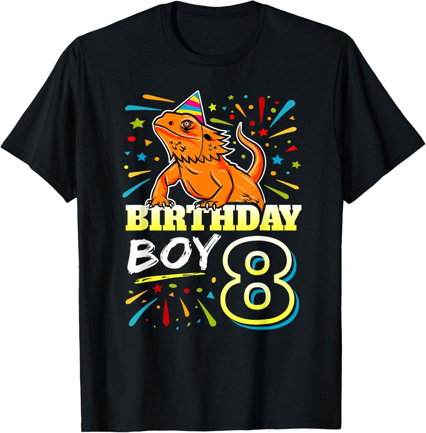 Bearded Dragon 8th Birthday Kids - Lizard 8 Year Old Boy T-Shirt - T-Shirt | Black