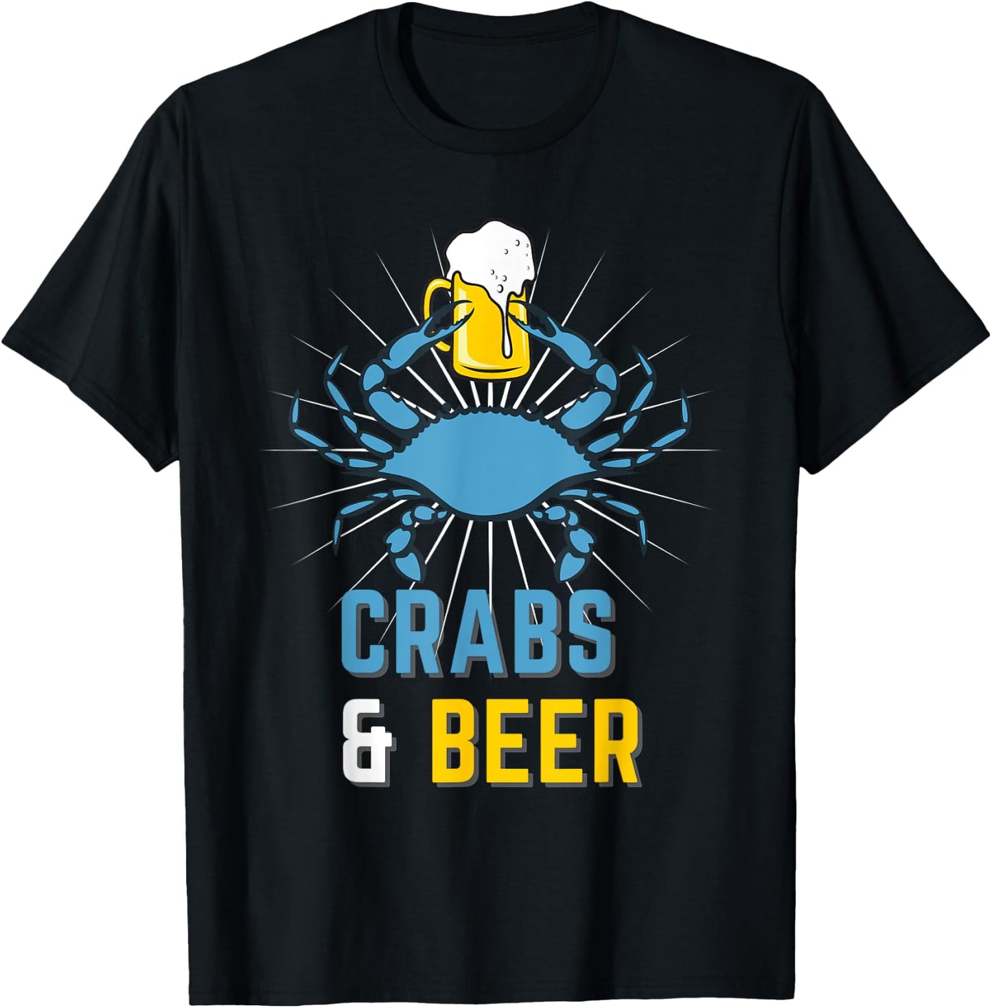 Fun Blue Claw Crabs & Beer Love Crabbing & Fishing Seafood T-Shirt - T-Shirt | Black
