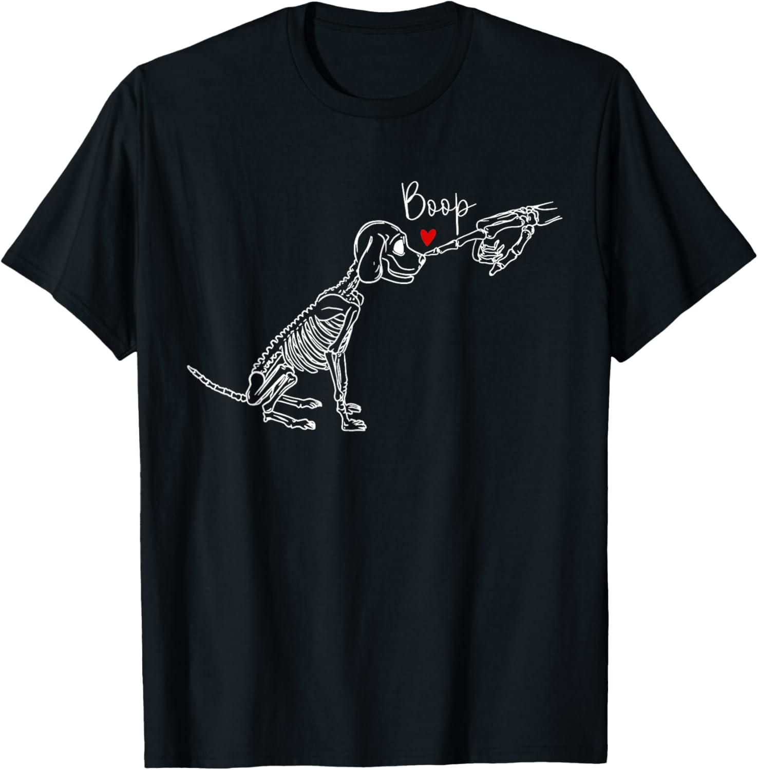 Dog Skeleton Boop Dog Funny Halloween Girl Men Women T-Shirt - T-Shirt | Black
