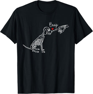Dog Skeleton Boop Dog Funny Halloween Girl Men Women T-Shirt - T-Shirt | Black