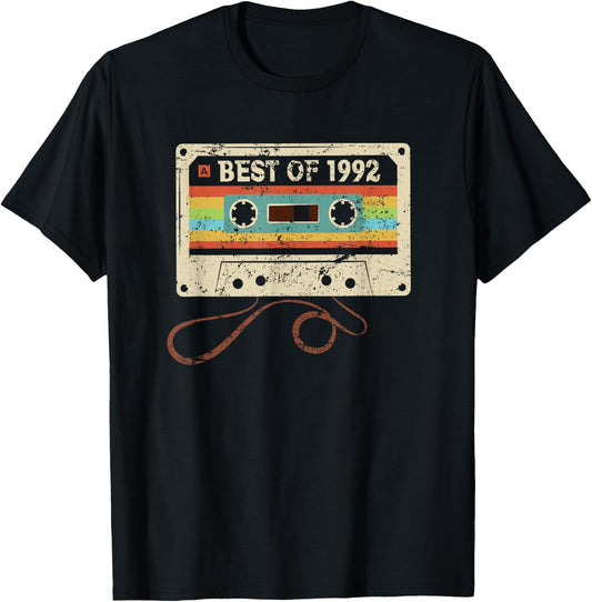 Best of 1992 Vintage 33 Year Old Men Women 33rd Birthday T-Shirt - T-Shirt | Black
