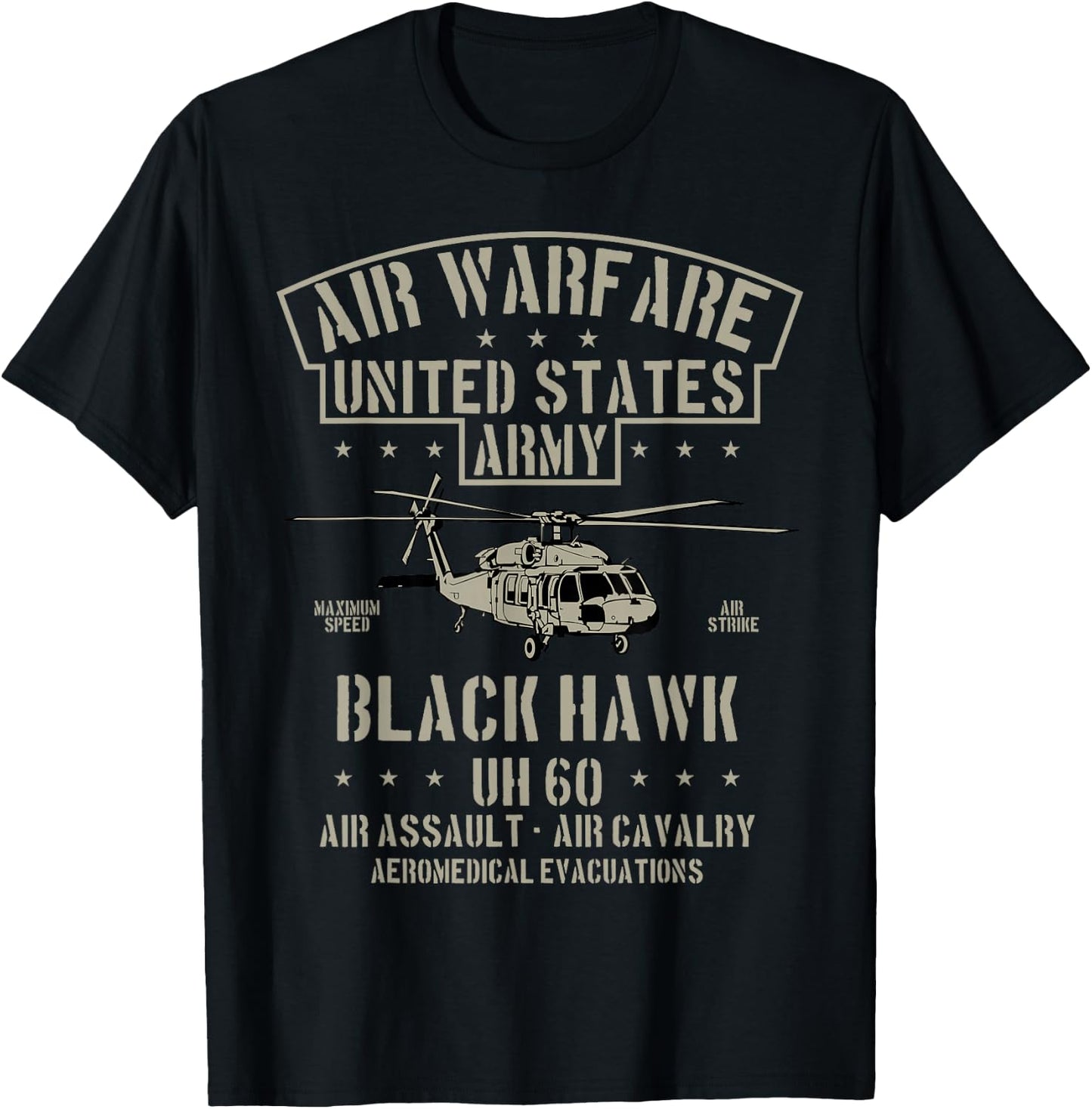 Vintage Classic US Army Air Warfare Black-Hawk Assault T-Shirt - T-Shirt | Black