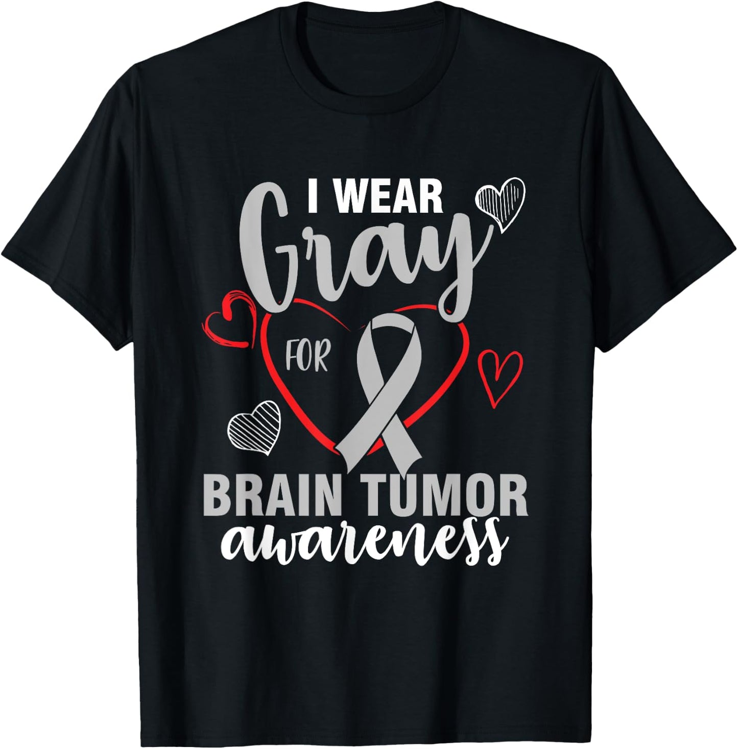 I wear grey for brain tumor awareness month support T-Shirt - T-Shirt | Black