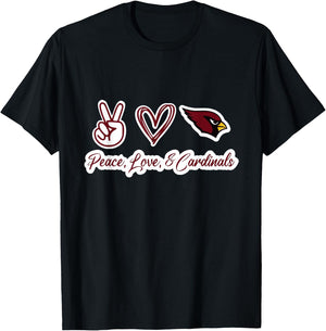 Peace, Love, & Cardinals T-Shirt - T-Shirt | Black