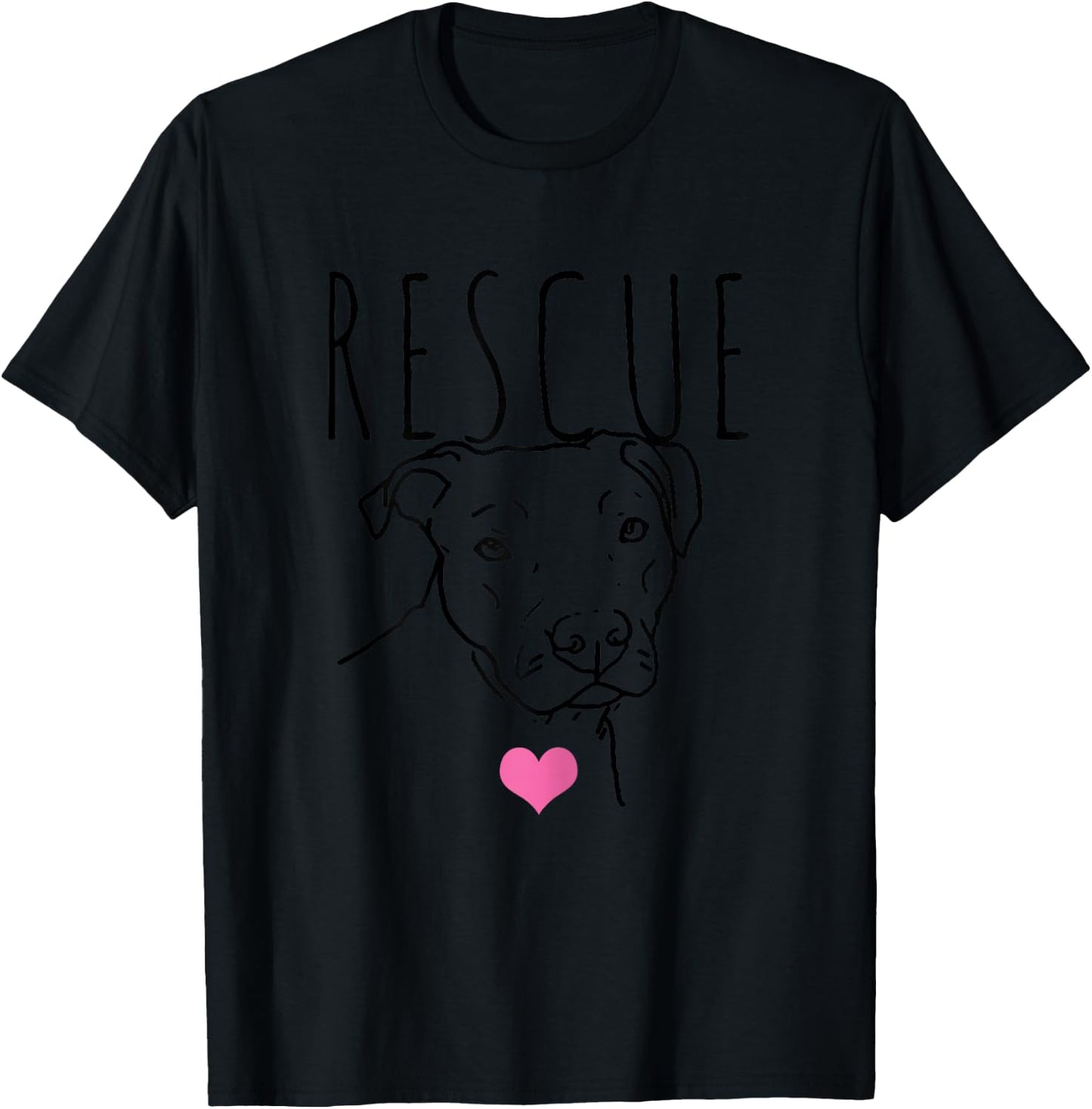 Dog Rescue Pitbull Cute Heart Adopt Pet Animal Dog Lover T-Shirt - T-Shirt | Black