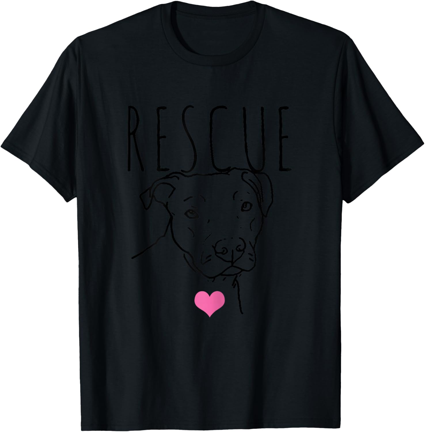 Dog Rescue Pitbull Cute Heart Adopt Pet Animal Dog Lover T-Shirt - T-Shirt | Black