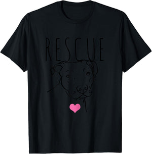 Dog Rescue Pitbull Cute Heart Adopt Pet Animal Dog Lover T-Shirt - T-Shirt | Black