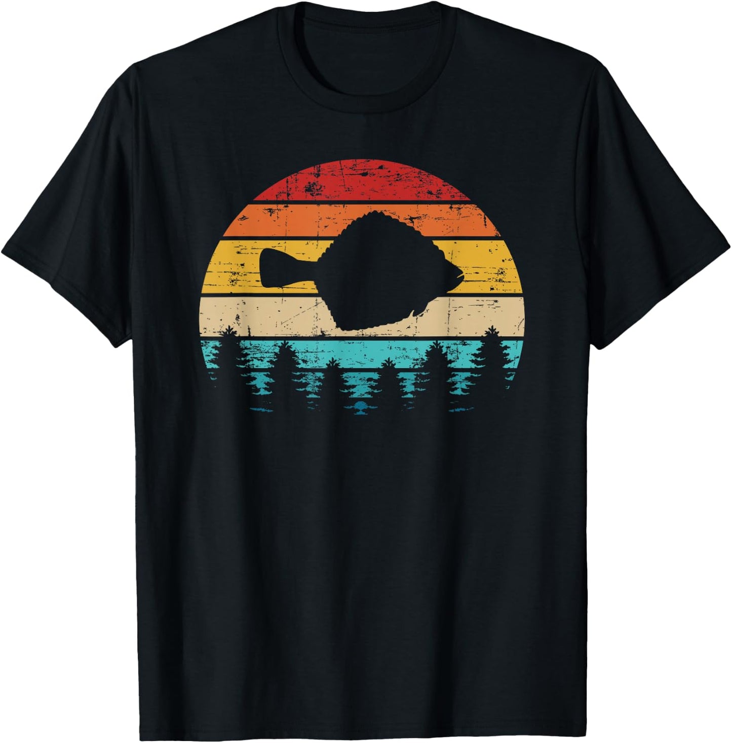 Flounder Fishing Vintage Retro T-Shirt - T-Shirt | Black