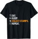 Funny Stamp Design Eat Sleep Collect Stamps T-Shirt - T-Shirt | Black