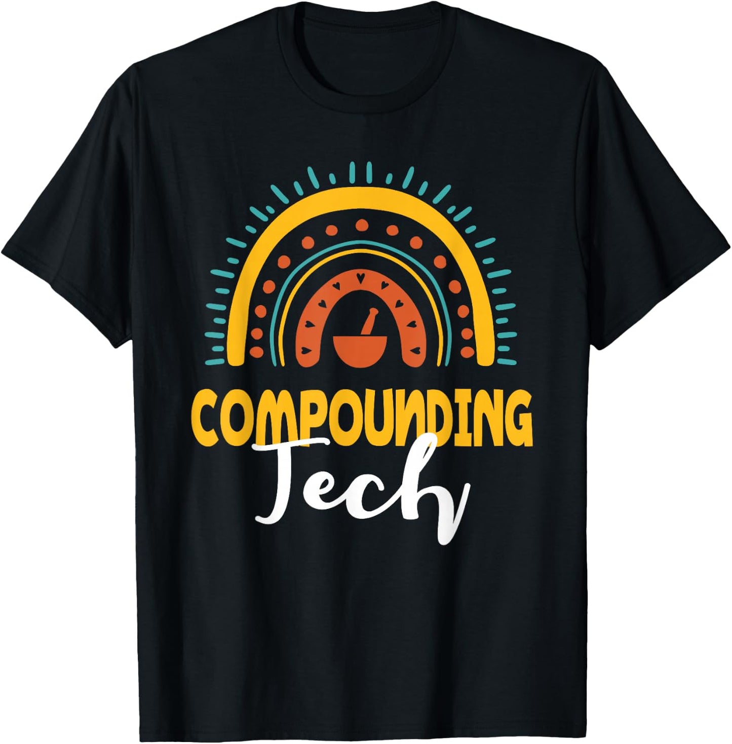 Compounding Tech Boho Rainbow Apparel Pharmacy Assistant T-Shirt - T-Shirt | Black