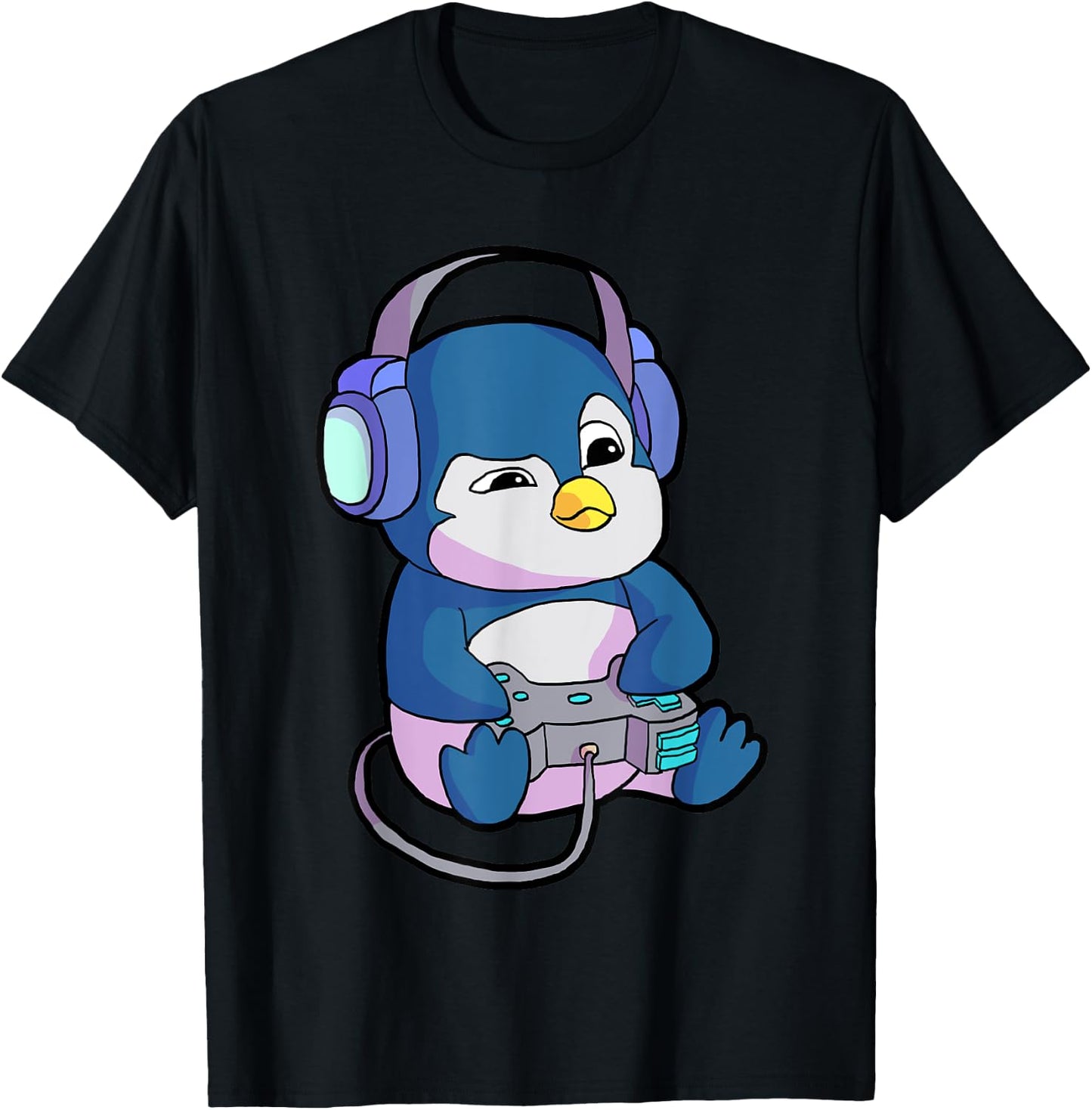 Funny Gamer Gifts & Gaming Shirts & Boys - -Adults, Kids - Black - Short Sleeve - - Small - Modern - Gamer Penguin Theme - Christmas, Birthday T-Shirt - T-Shirt | Black