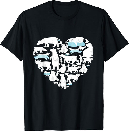 Polar Bear Lover polar bear heart valentine gift men women T-Shirt - T-Shirt | Black
