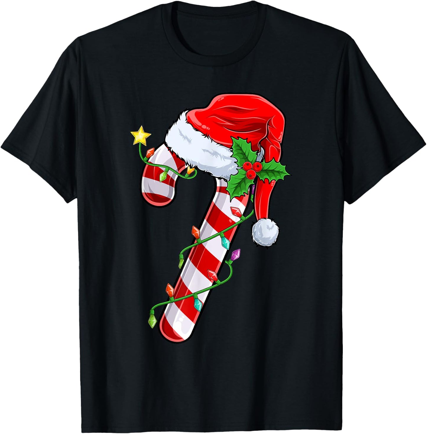 Candy Cane Crew Christmas Lights Family Matching Xmas Girls T-Shirt - T-Shirt | Black