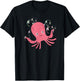 Cute Octopus Shirts Pink Octopus with Bubbles T-Shirt - T-Shirt | Black