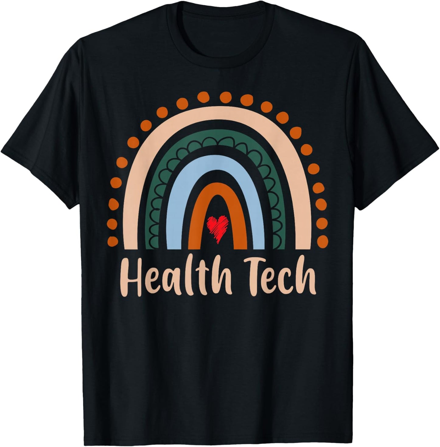 Health Tech Boho Rainbow Back To School Appreciation T-Shirt - T-Shirt | Black