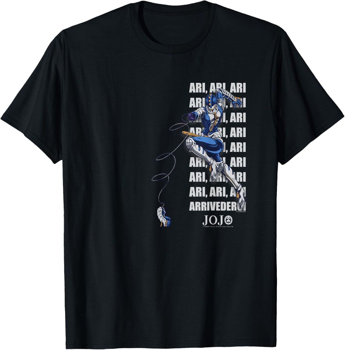 JoJo's Bizarre Adventure Zipper Man Vertical Anime T-Shirt - T-Shirt | Black