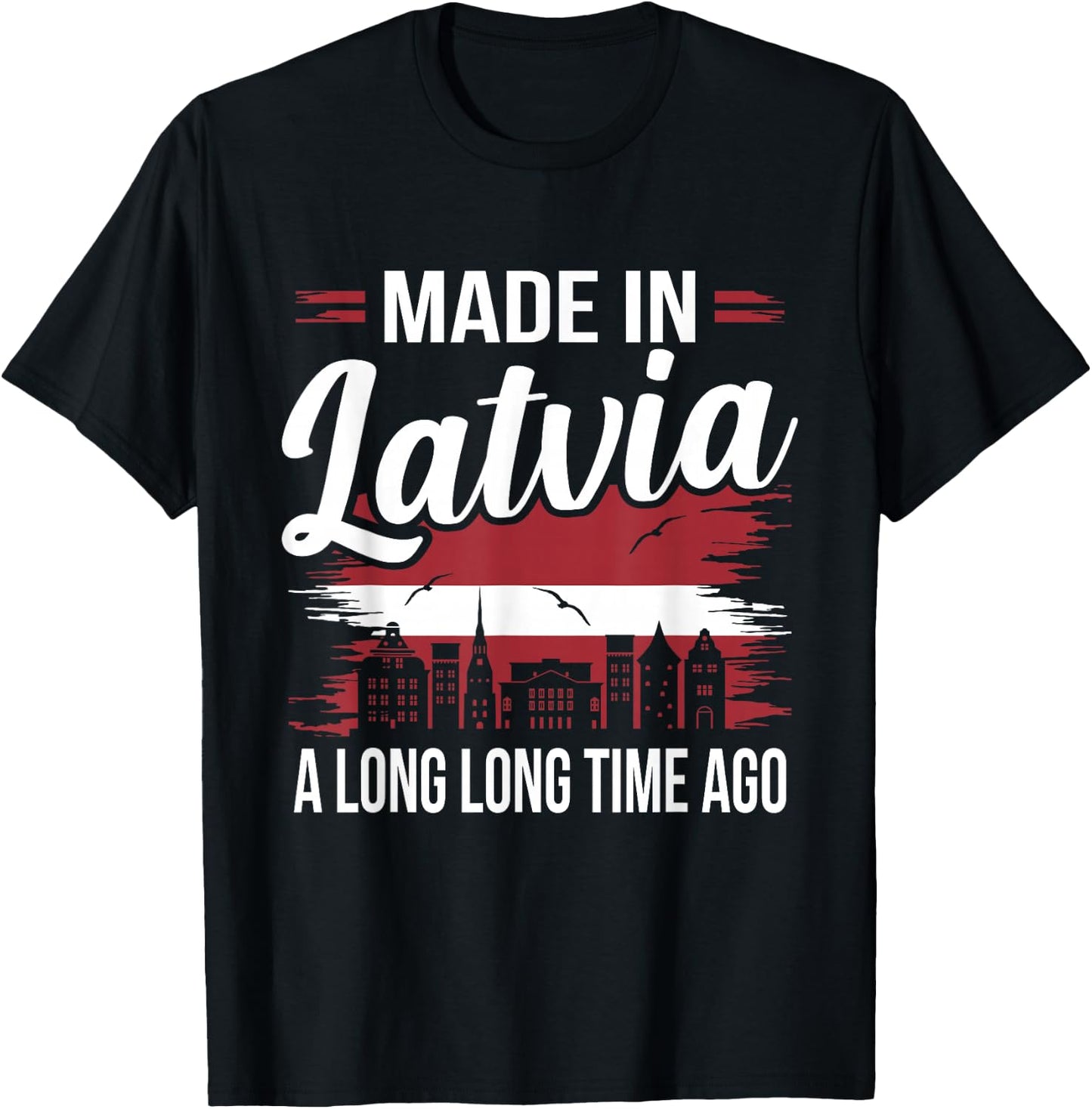 Funny Latvia Flag Travel T-Shirt - T-Shirt | Black