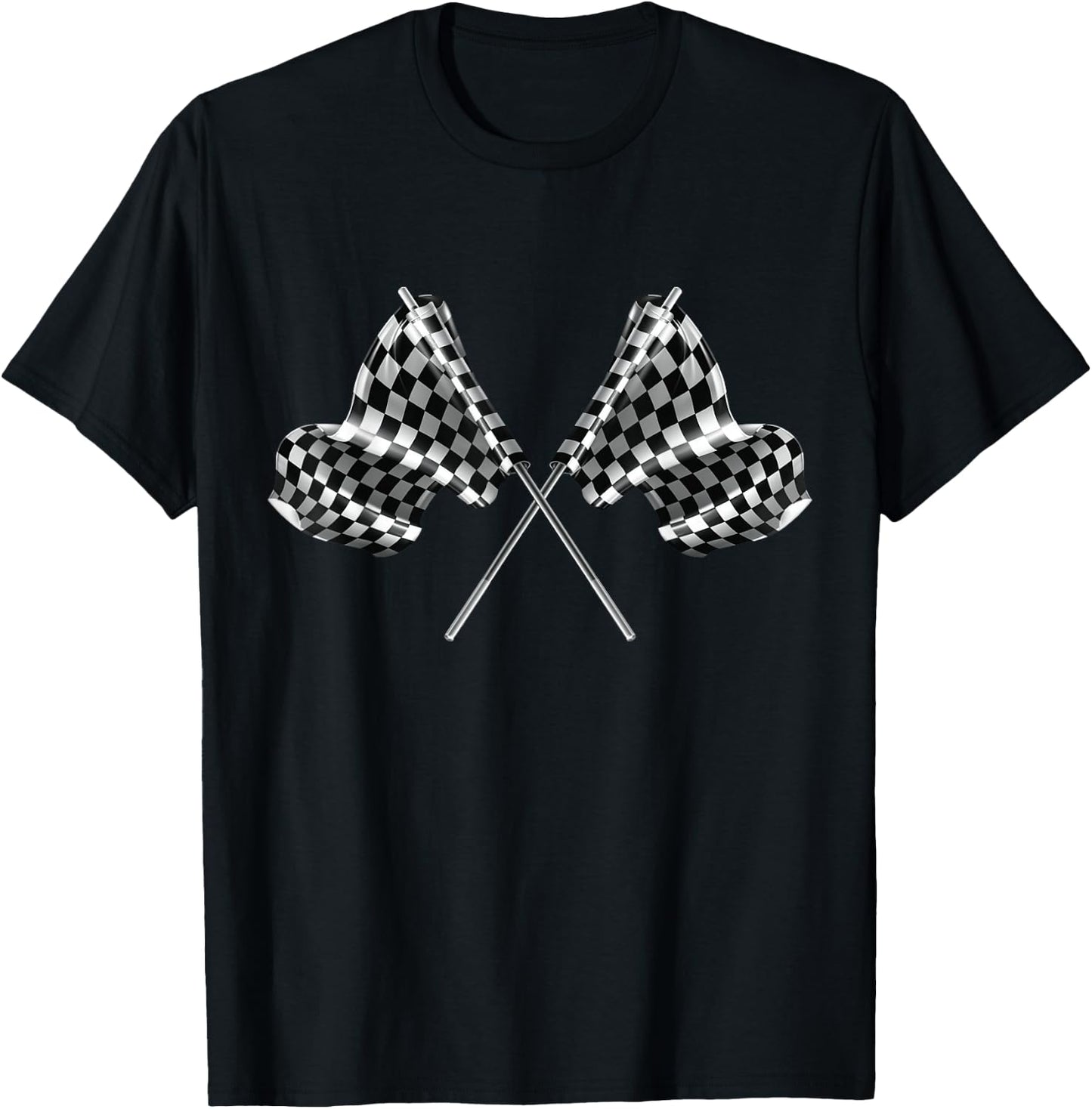 Racing Car Checkered Finish Line Flag Automobile Motor Race T-Shirt - T-Shirt | Black