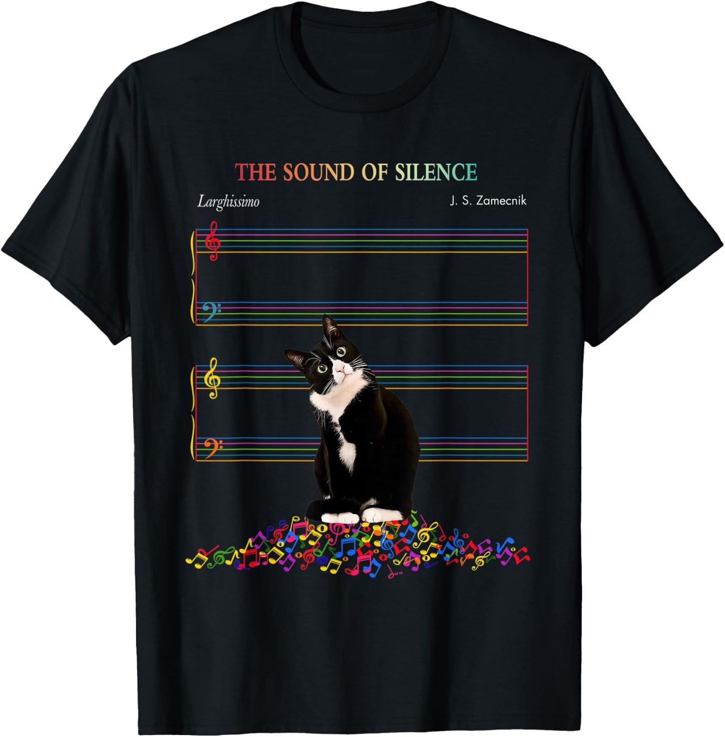 Cute Cat The Sound Of Silence T-Shirt - T-Shirt | Black