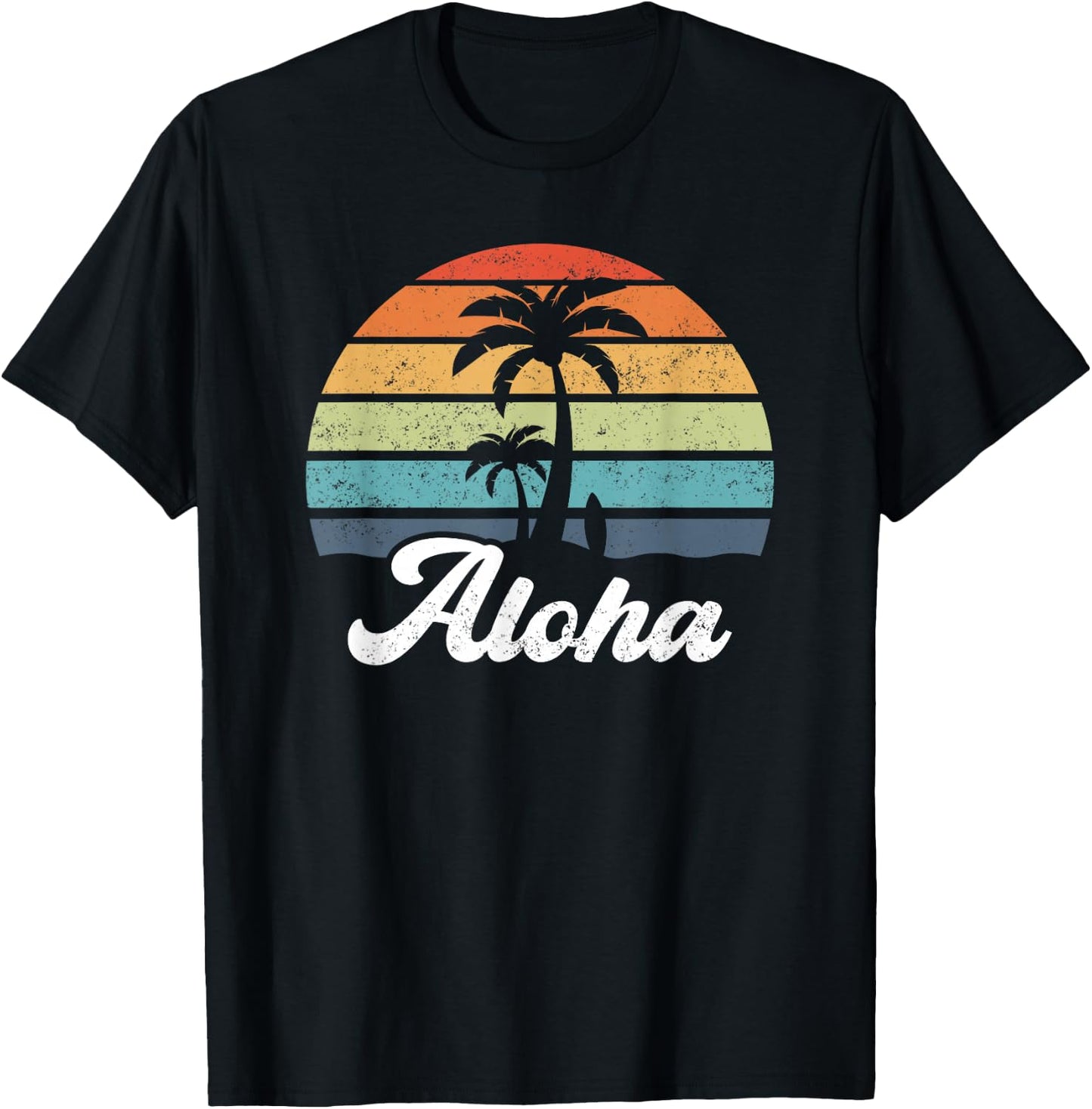 Aloha Hawaii Hawaiian Island Shirt Palm Beach Surfboard Surf T-Shirt - T-Shirt | Black