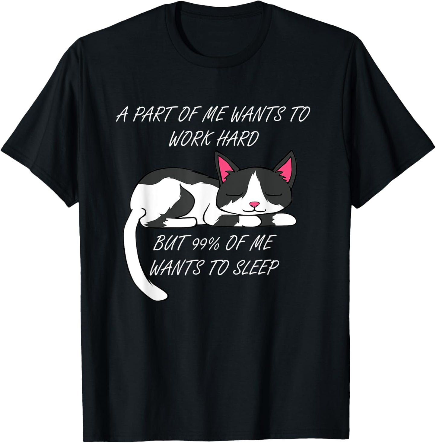 Lazy Cat Excuse Funny Saying Work Office Men Women Kids T-Shirt - T-Shirt | Black