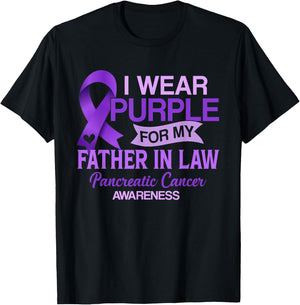 I Wear Purple For My Father In Law Pancreatic Cancer T-Shirt - T-Shirt | Black