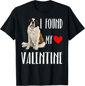 I Found My Valentine Day St. Bernard Dog Lover Gift T-Shirt - T-Shirt | Black