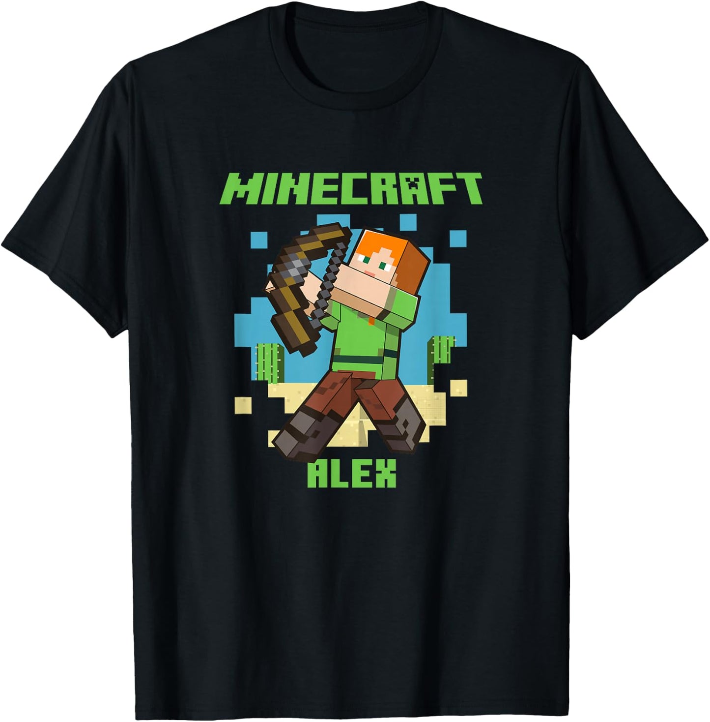 Minecraft Alex With Bow Taking Aim T-Shirt - T-Shirt | Black
