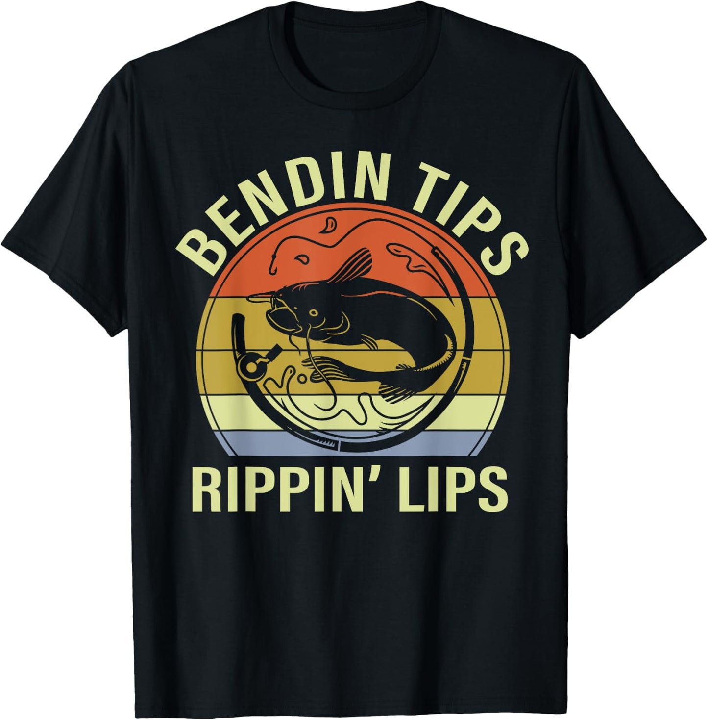 Bendin Tips Rippin Lips funny fishing T-Shirt - T-Shirt | Black