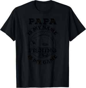 Papa is My Name Fishing is My Game - Love Fishing T-Shirt - T-Shirt | Black