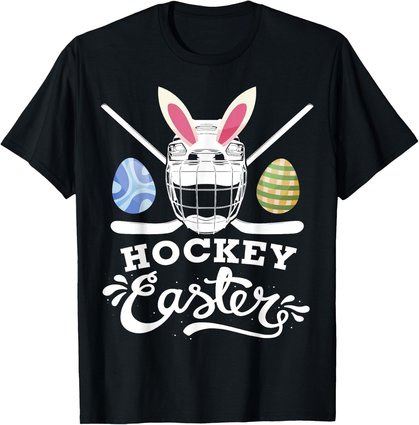 Hockey Easter Funny Easter Day Ice Hockey Player T-Shirt - T-Shirt | Black
