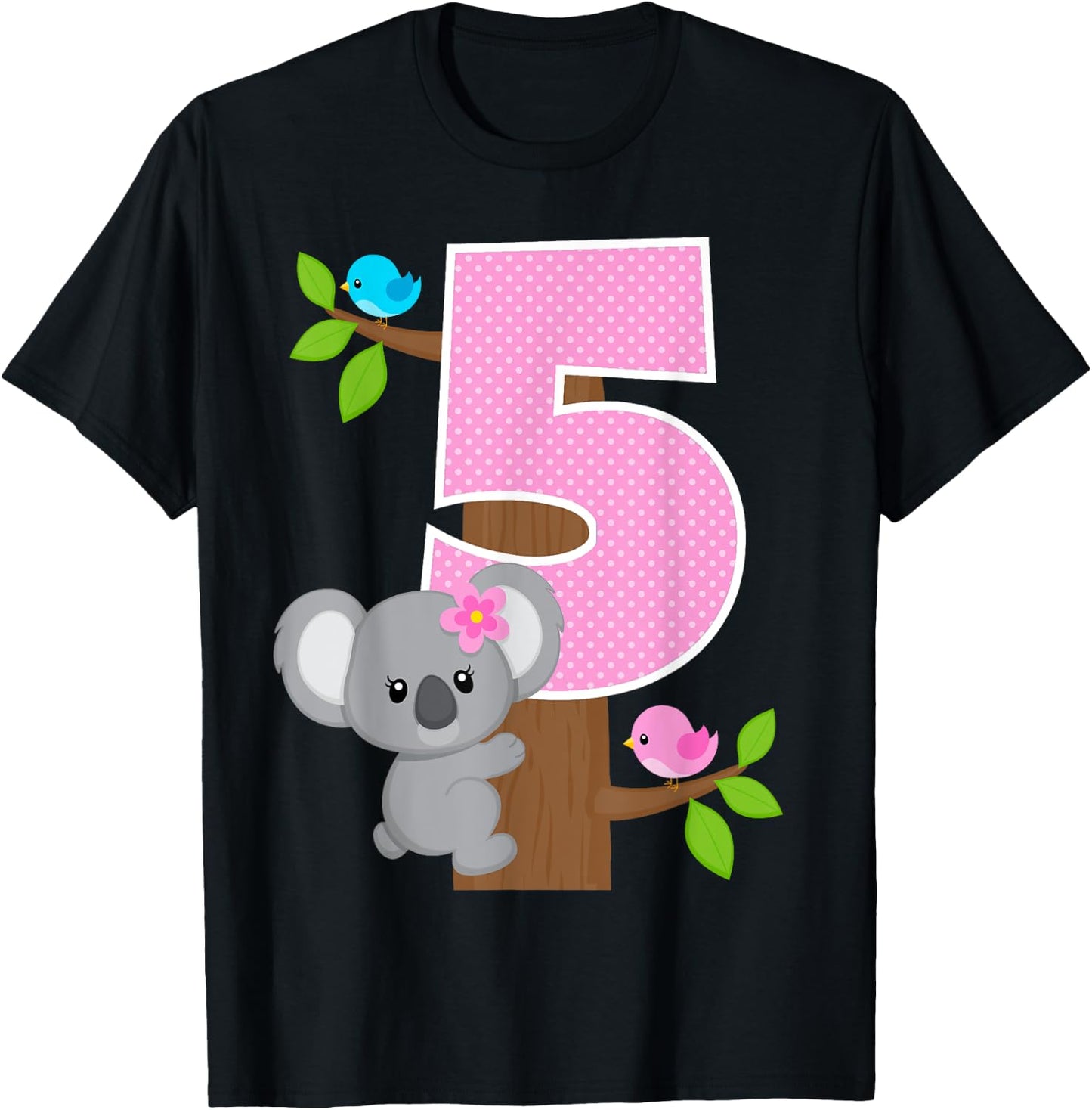 Koala Bear 5th Birthday Girl 5 Year Old Birthday Koalas Bday T-Shirt - T-Shirt | Black