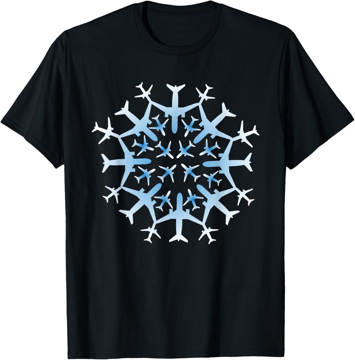 Pilot Gift Snowflake Airplanes Christmas Snow Aviation Plane T-Shirt - T-Shirt | Black