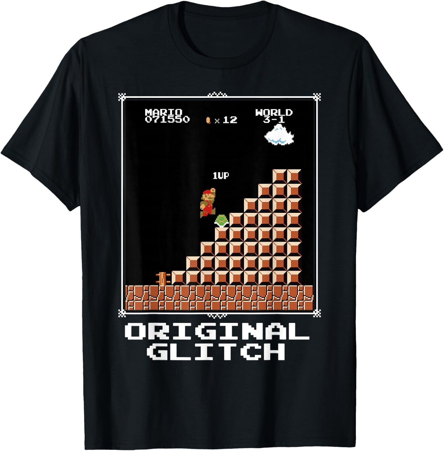 Super Mario Original Glitch Poster T-Shirt - T-Shirt | Black