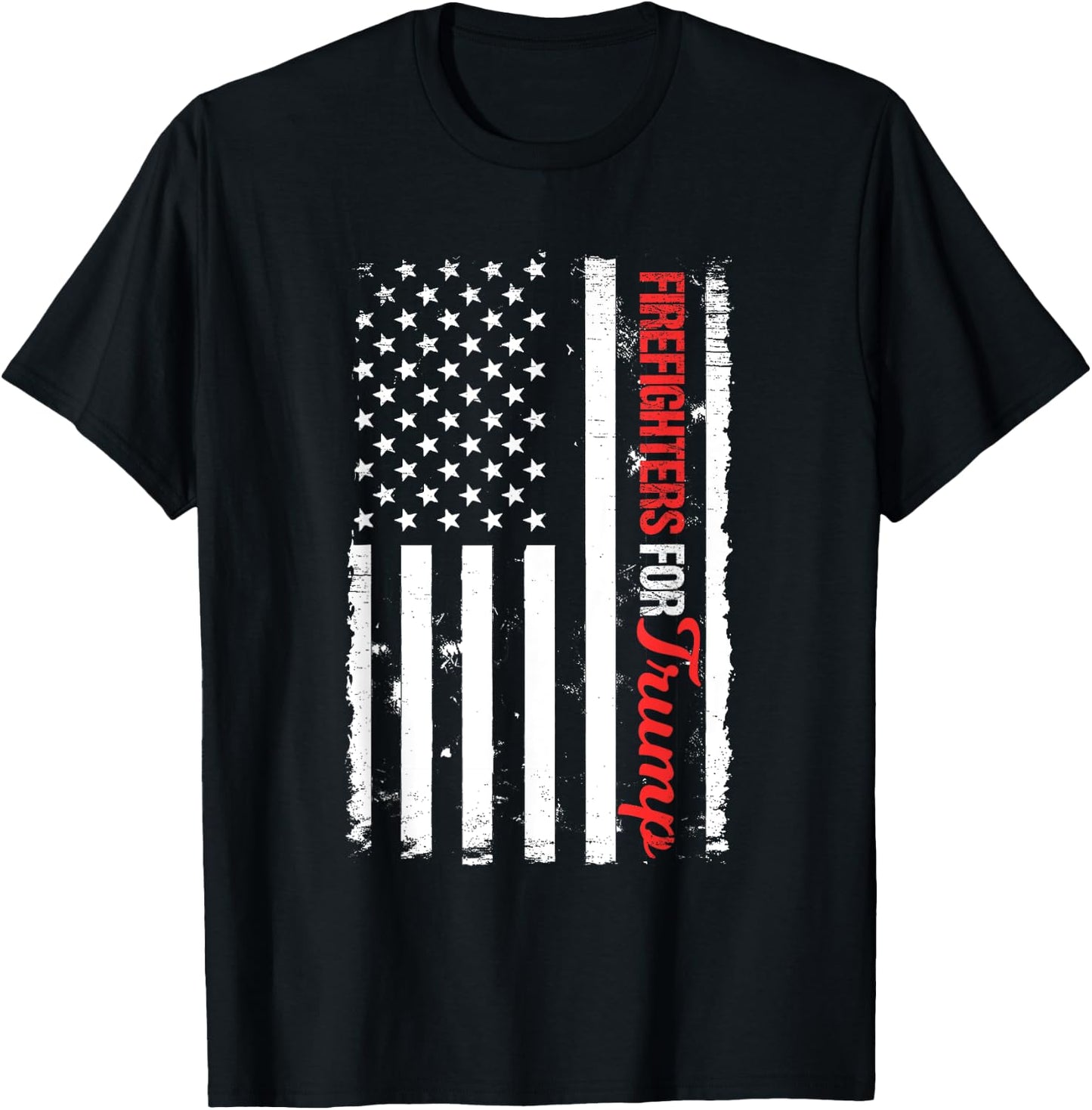 Firefighters For Donald Trump Thin Red Line Fireman Gift T-Shirt - T-Shirt | Black