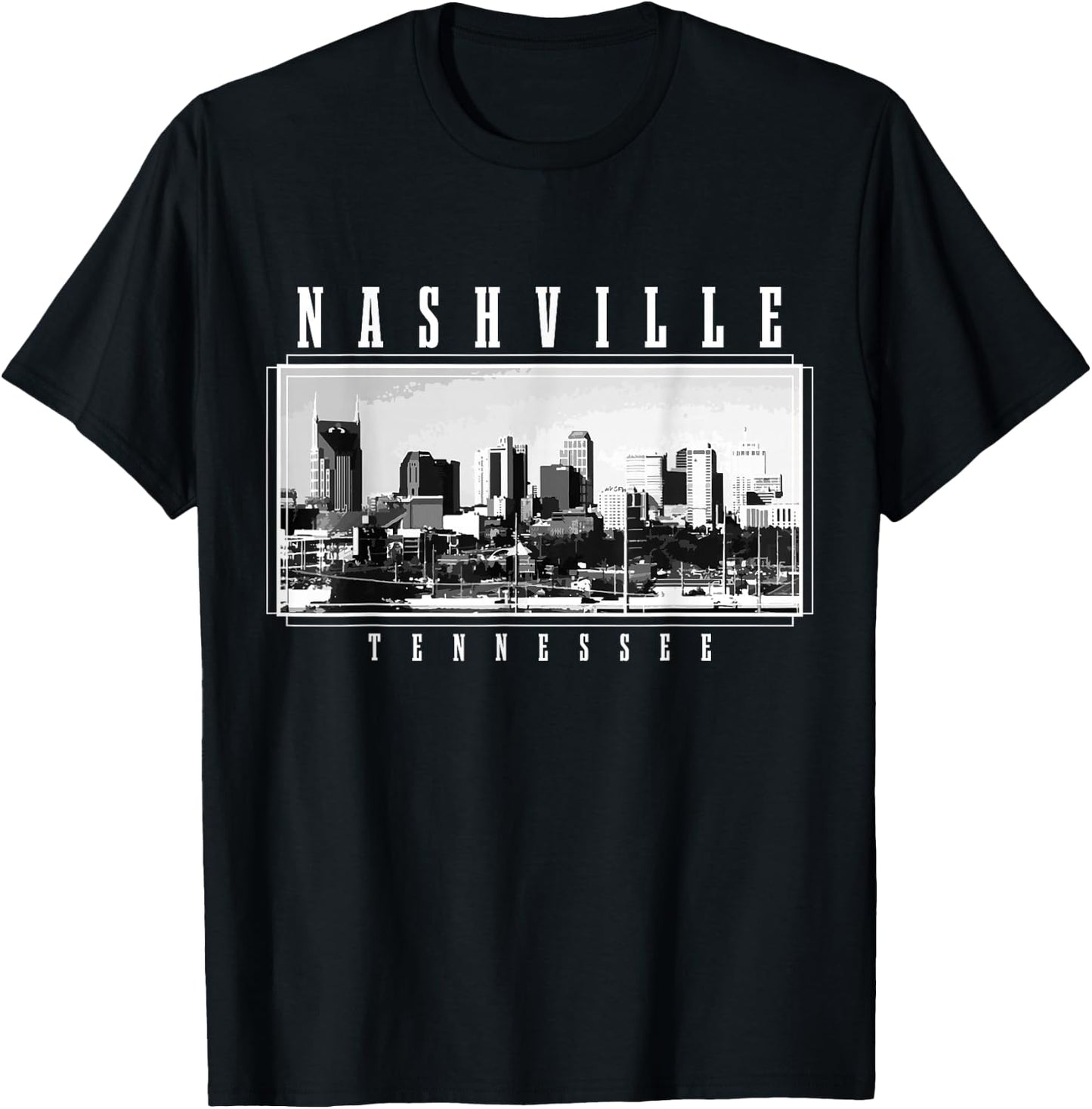 Nashville Skyline Tennessee Vintage USA America Souvenir T-Shirt - T-Shirt | Black
