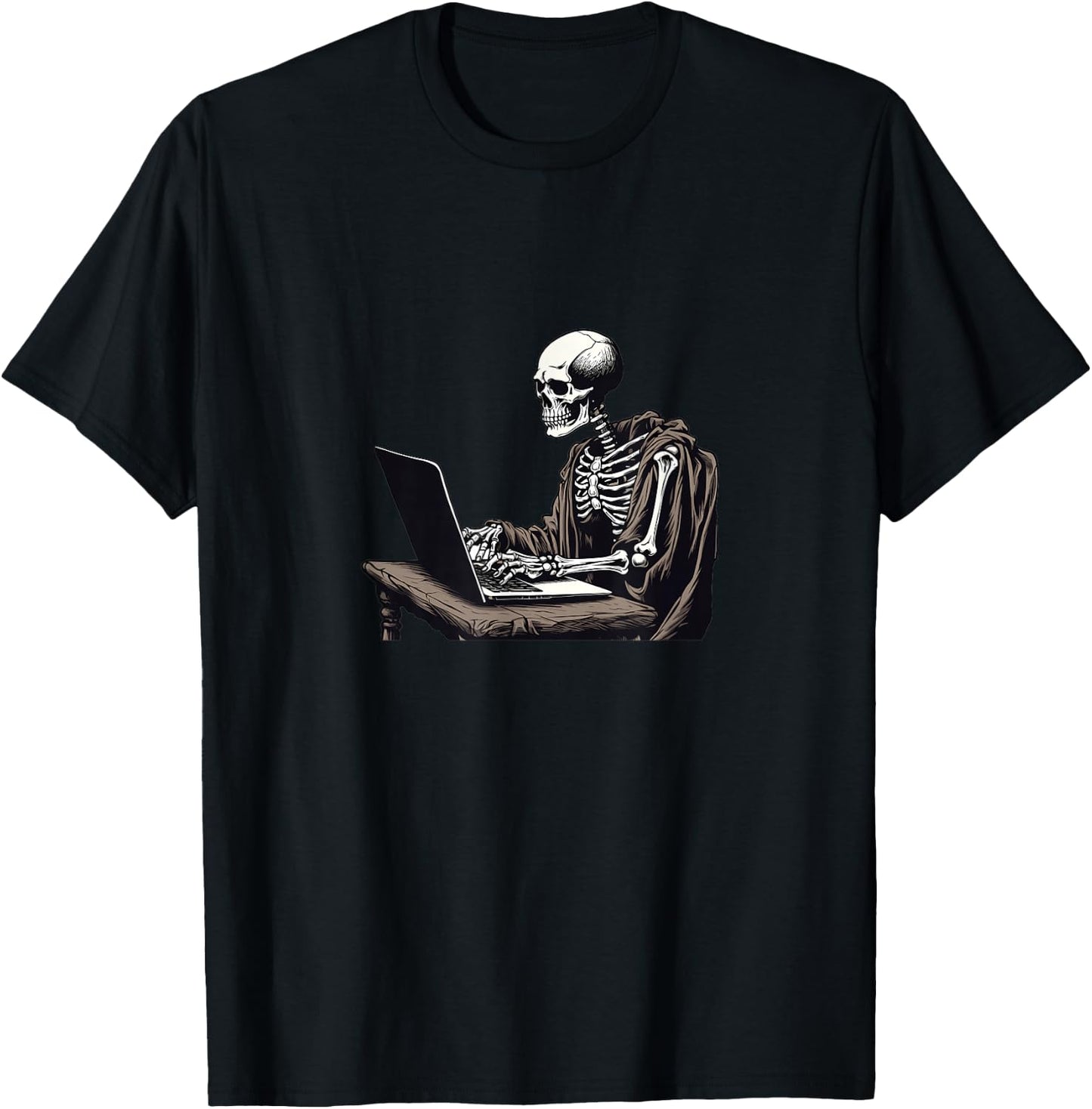 Web Developer Coding Skeleton In Front of Laptop Halloween T-Shirt - T-Shirt | Black