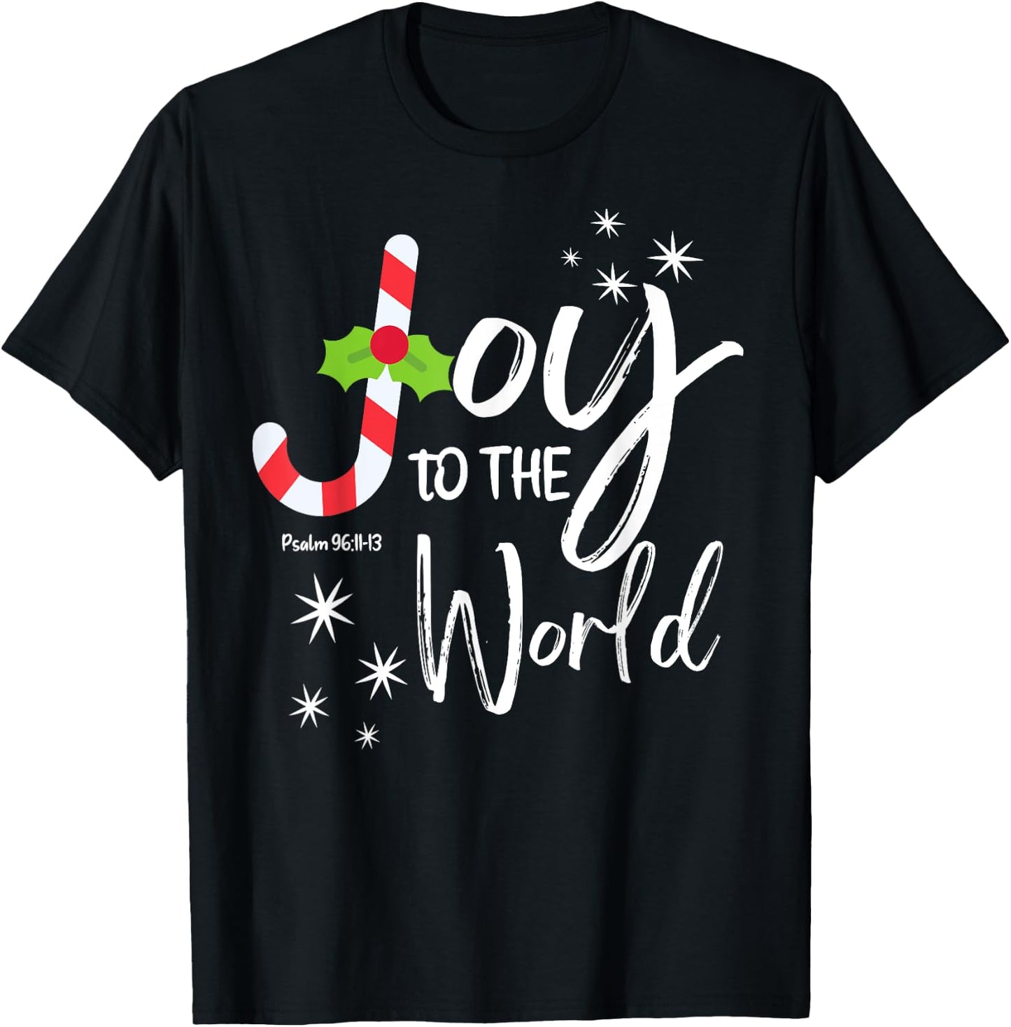 women man kids boy Joy to the World Candy Cane Christmas T-Shirt - T-Shirt | Black
