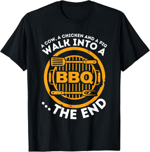A Pig A Chicken And A Cow - Funny BBQ Smoker Barbecue Grill T-Shirt - T-Shirt | Black