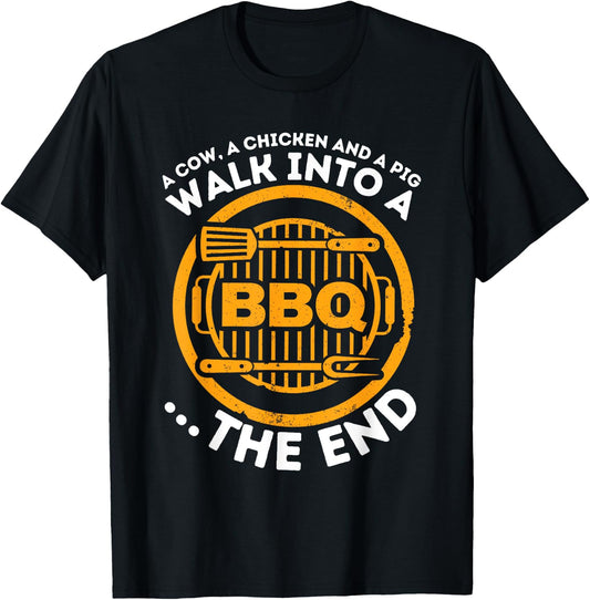 A Pig A Chicken And A Cow - Funny BBQ Smoker Barbecue Grill T-Shirt - T-Shirt | Black