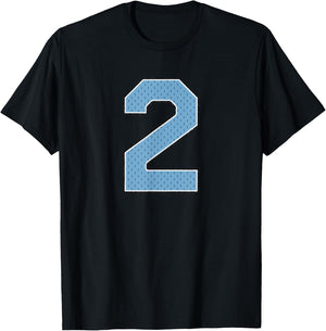 Sports Jersey Player Supporter Light Blue Number 2 T-Shirt - T-Shirt | Black