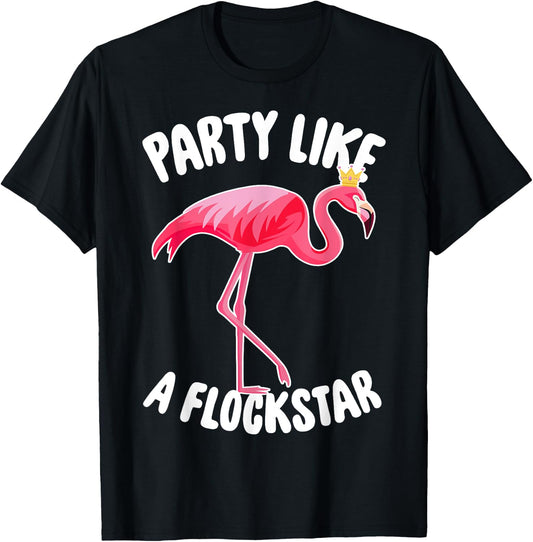 Party Like A Flockstar - Matching Flamingo Family Crew T-Shirt - T-Shirt | Black