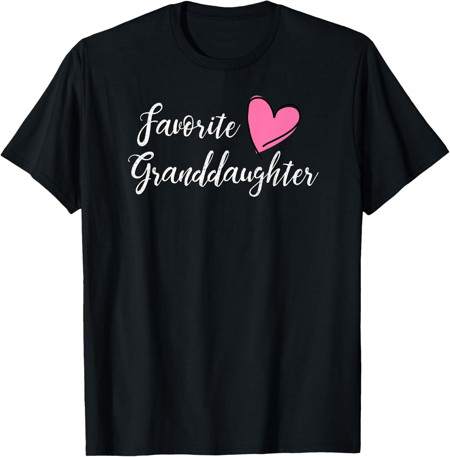 Favorite Granddaughter Heart Distressed Vintage T-Shirt - T-Shirt | Black