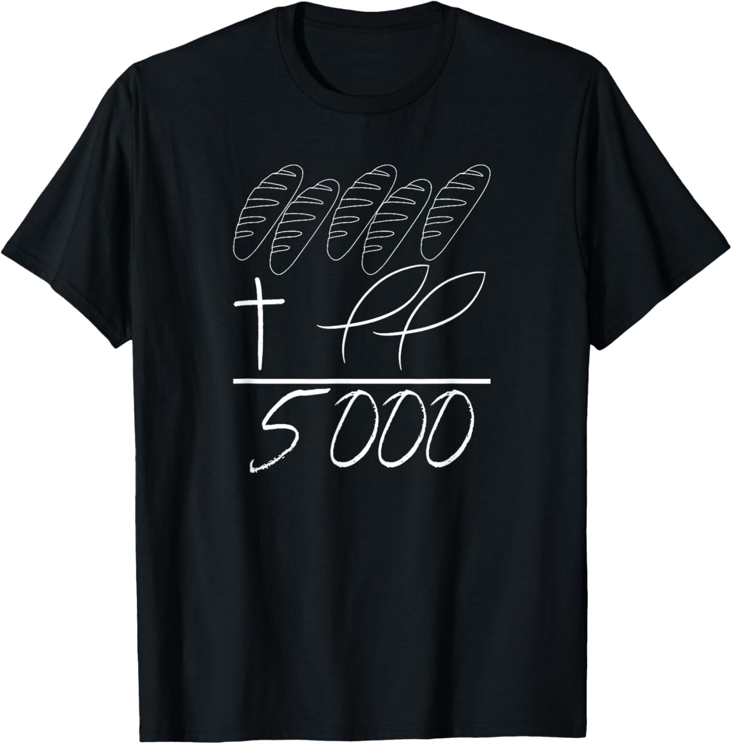 Jesus 2 Fishes 5 Breads 5000 Chosen Against The Current T-Shirt - T-Shirt | Black