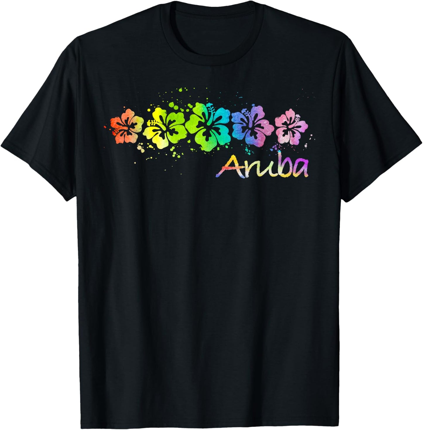 Aruba Watercolor Beach & Surf T-Shirt - T-Shirt | Black
