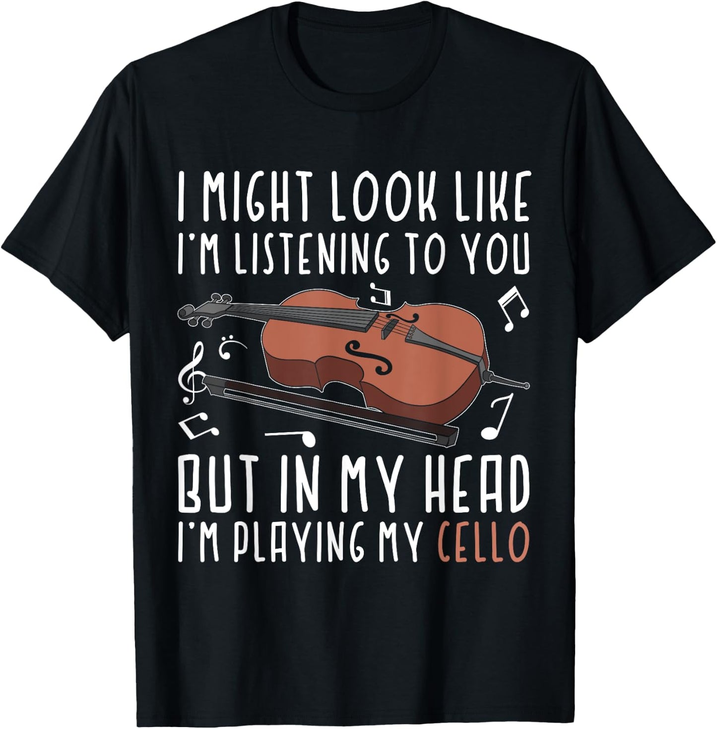 Funny Musician Gift In My Head Im Playing My Cello T-Shirt - T-Shirt | Black