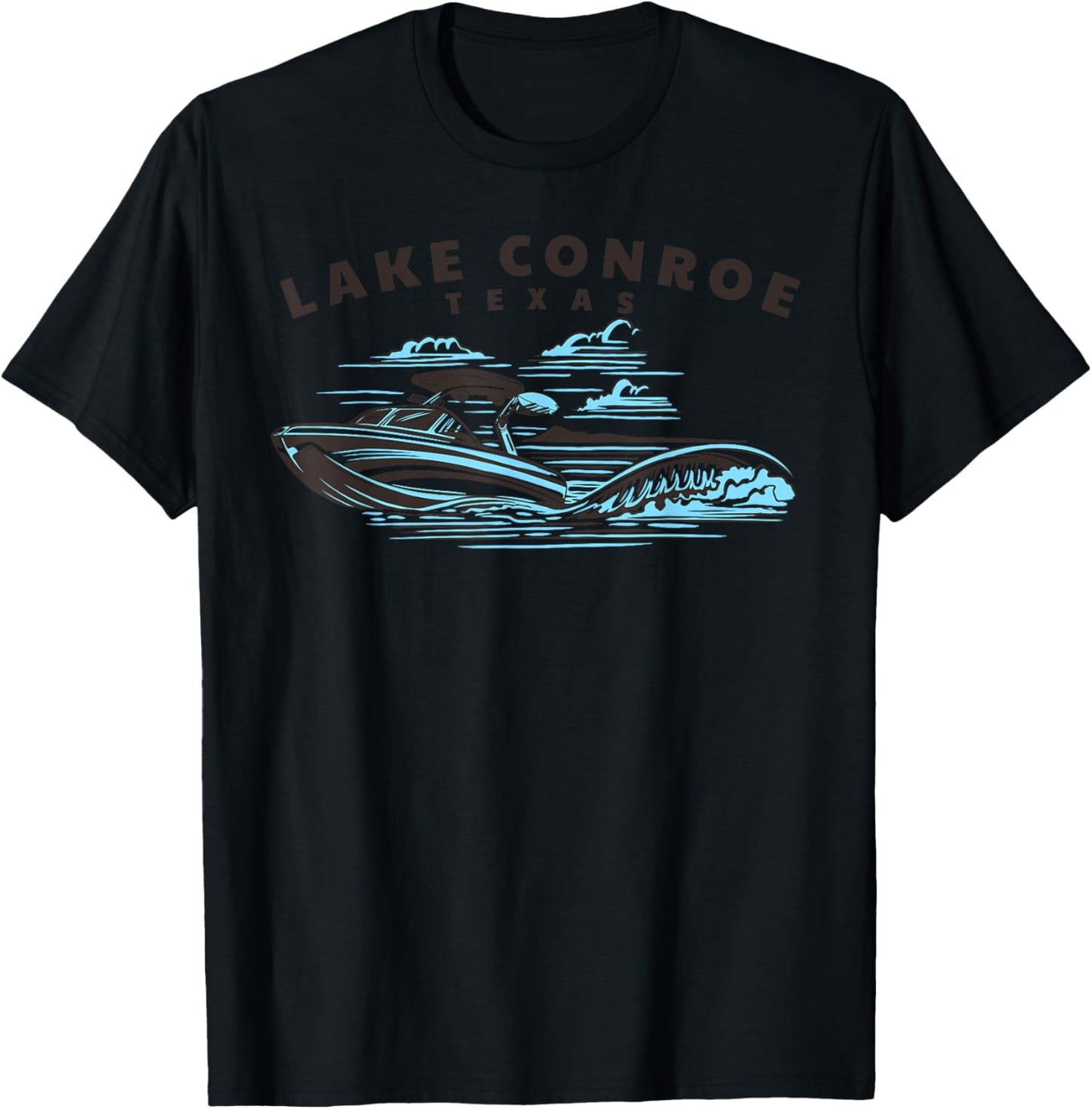 Lake Conroe, Texas Wakeboarding Wakesurfing T-Shirt - T-Shirt | Black