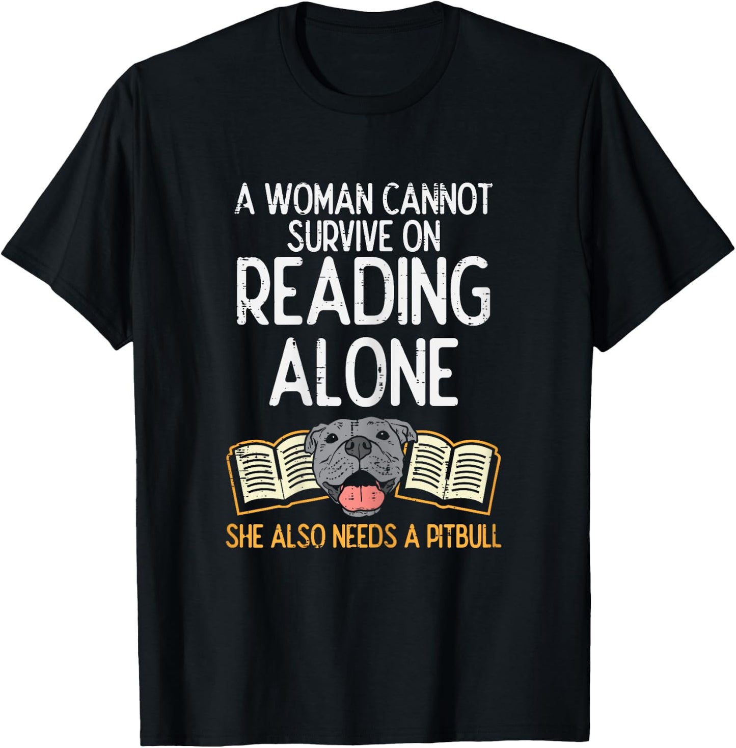 Woman Book Librarian Reading Pitbull Dog Owner Women Gift T-Shirt - T-Shirt | Black