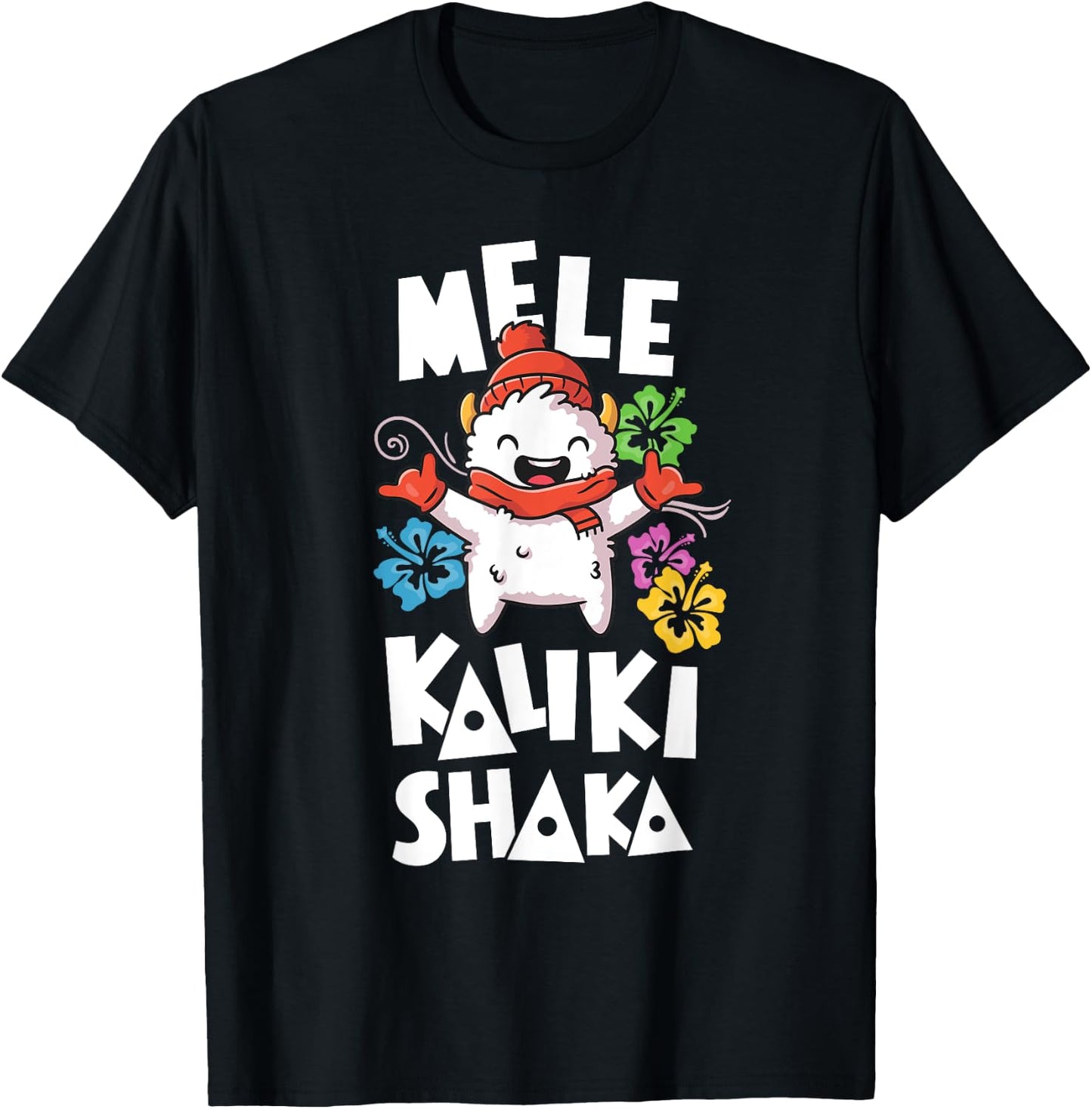 Shaka Women's Mele Kalikimaka Christmas Xmas Hawaiian Shirt T-Shirt - T-Shirt | Black